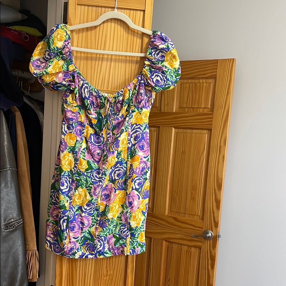 Floral Puff Sleeve Mini Dress